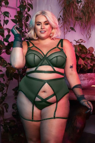 Regent Green Mesh Harness Balcony Bra | 40DDD/F