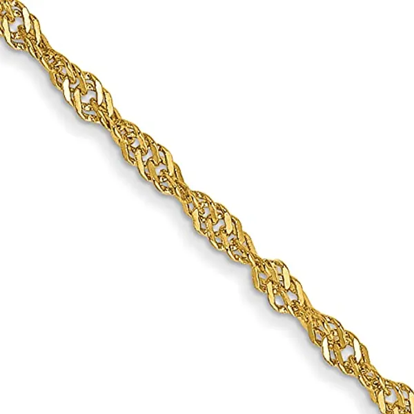 Solid 14k Yellow Gold 1.4mm Singapore Chain Anklet - 10" 14" 16" 18" 20" 22" 24" 30" 7" 9" Bracelet