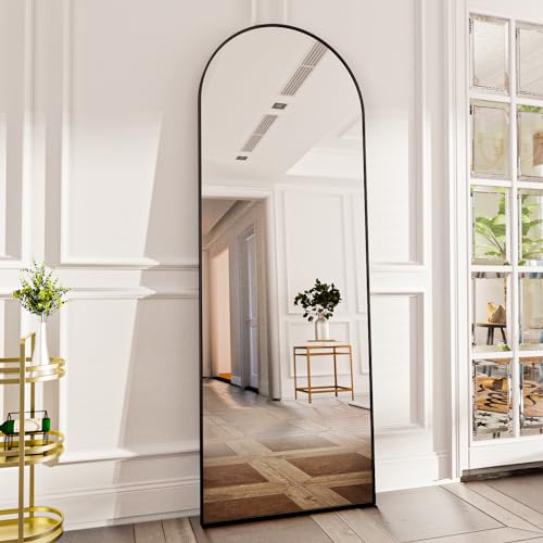Koonmi Arch Mirror Full Length, Large Free Standing Mirror Full Length, Wall Mounted, Leaning, 52 x 161 cm Floor Mirror Full Body as Dressing Vanity Mirror for Living Room, Black - 52 x 161 cm - Black