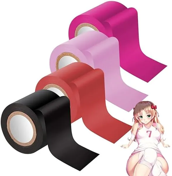 4 PCS BDSM Bondage Tape 52 Feet SM Adult Toy Sex Restraint Bondage Tape Electrostatic Tape Suitable for Men and Women （Black, Red, Pink, Peach Red）