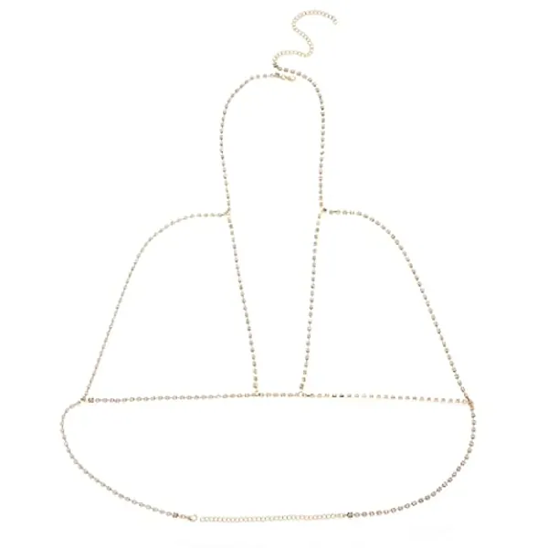 Woeoe Rhinestone Chain Bra Crystal Body Chains for Women Necklace Sexy Bikini Nightclub Body Chain Jewelry