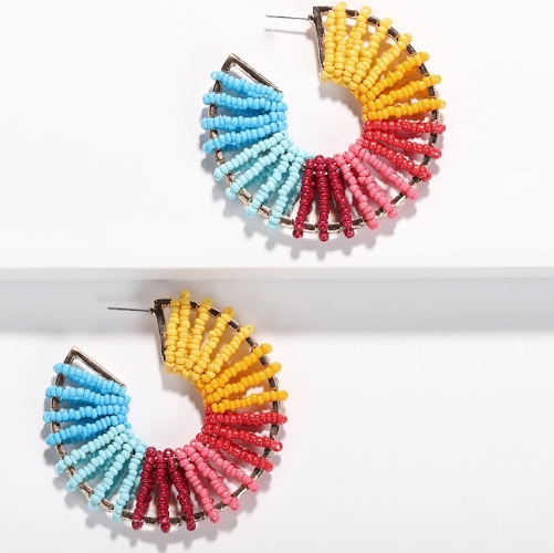 Colorful Round Beaded Earrings - Multi