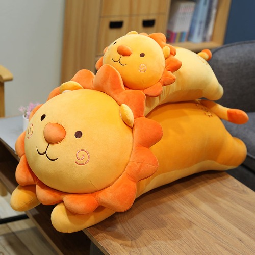 Whimsical Cartoon Lion Plush Pillow - Orange / 50cm