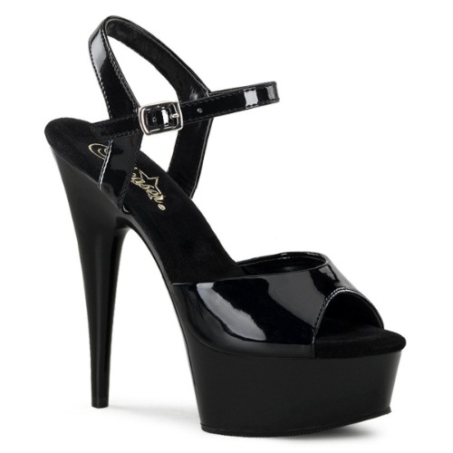 DELIGHT-609 Black Patent Platform Sandal | 7