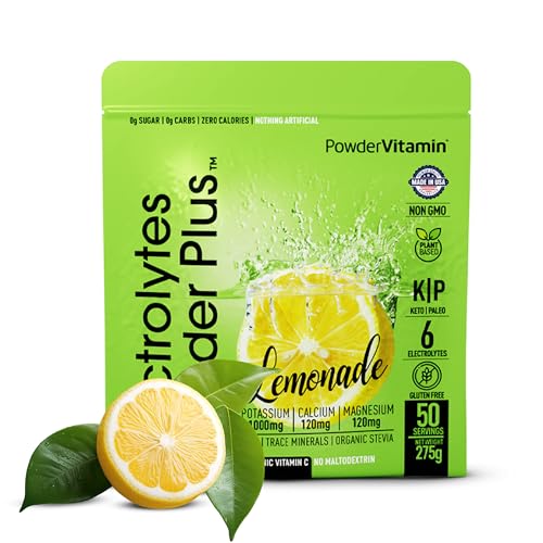 Electrolytes Powder Plus (50 Servings), 0 Calorie Keto, 0 Sugar, No Maltodextrin,1000mg Potassium,120mg Calcium,120mg Magnesium, Hydration Powder (50 Servings, Lemonade) - Lemonade - 50 Servings (Pack of 1)