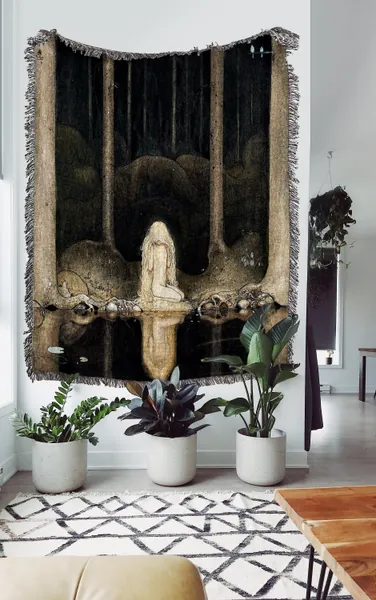 Princess Tuvstarr (1913) Woven Throw Blanket: Vintage Dark Art Woven Tapestry And Gothic Mythology Blanket For Occult And Fantasy Decor