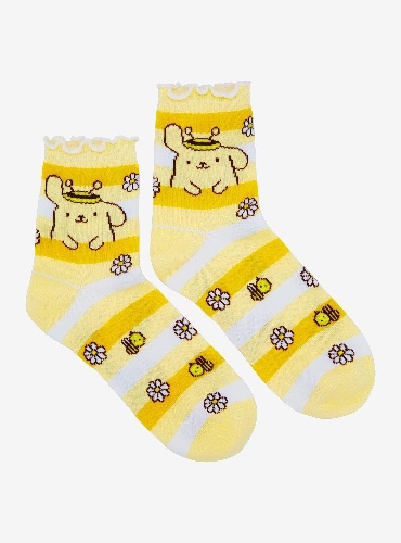 Pompompurin Bee Lettuce Trim Ankle Socks