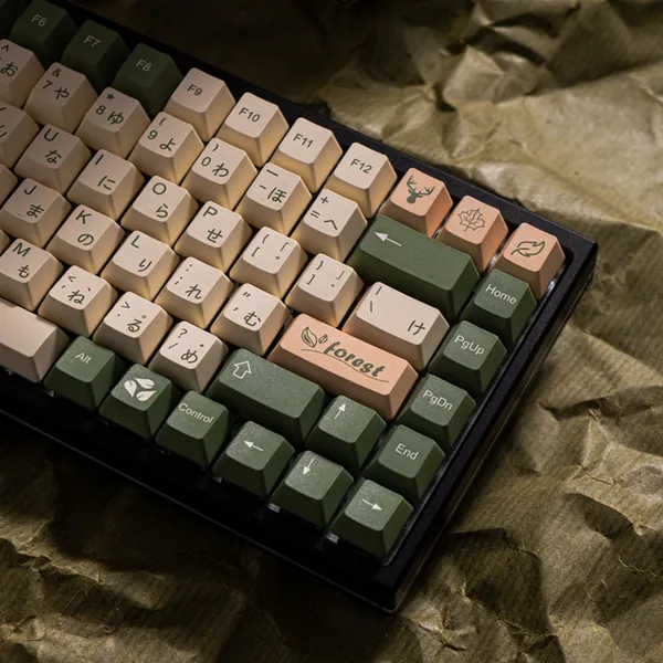151 Keys Forest Elf Set, Keycap Set, Cream White & Green, Gradient Japanese Mechanical Keyboard Keycap, Cherry MX Switch Keycaps