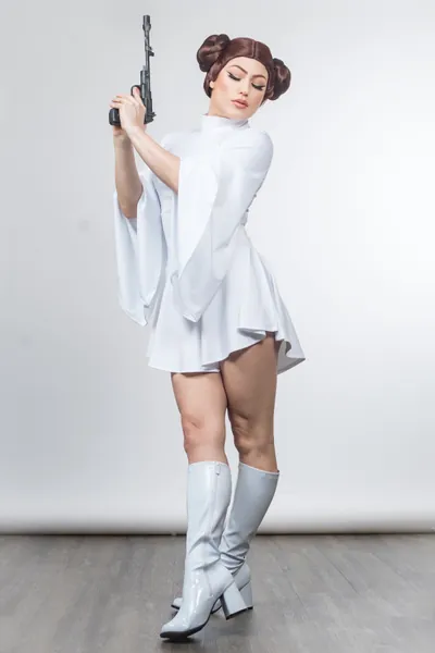 Sugarpuss SPACE REBEL PRINCESS Dress, White Mini Dress with Bell Sleeves, Flare Sleeve, Cosplay Costumes, Halloween