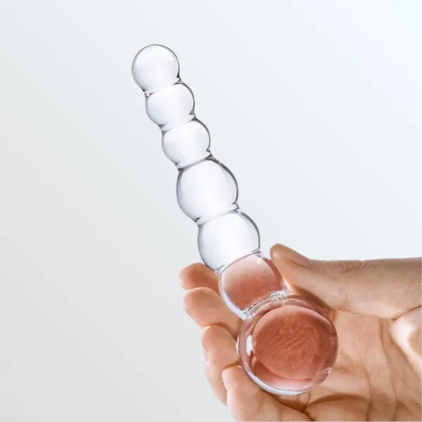 Gläs Curved & Beaded 5 Glass Dildo