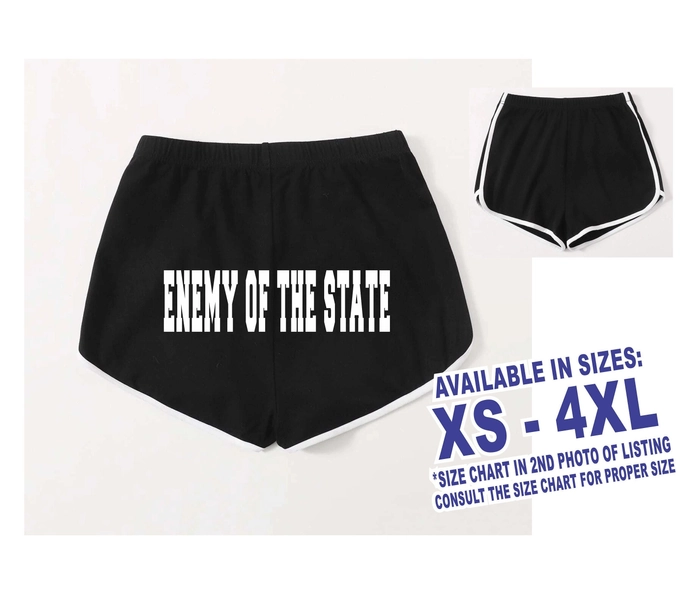 ENEMY Of The STATE Booty Shorts Boy Black White Trim Retro   Funny Butt Ass Girlfriend Emo Chick Sad Girl Vintage Type 80&#39;s 70&#39;s 90&#39;s