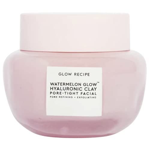 Glow Recipe Watermelon Glow Hyaluronic Pore-Tight Clay Facial Mask - Hyaluronic Acid + Bentonite Clay Pore Minimizer PHA & BHA Exfoliant Mask for All Skin Types (2.03oz/60mL)