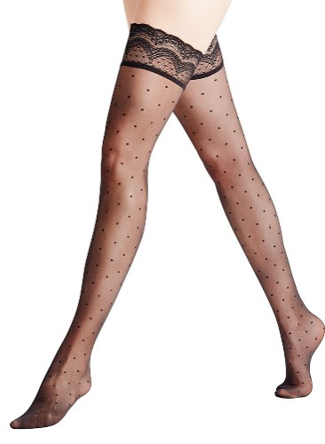 Falke Dot Stay Up Stocking | black / M