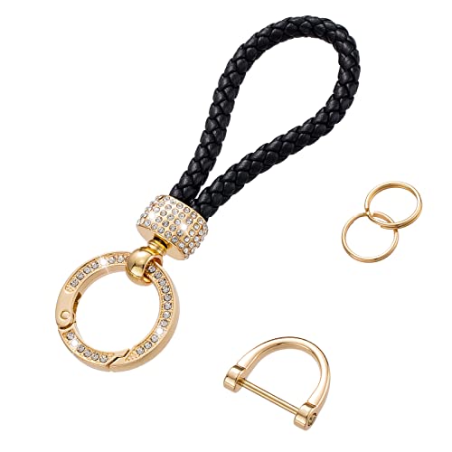 LCXJMWKL Bling Bling Luxury Crystal Diamond Car Key Chains Key Fob, Car Key Chain for Ladies Women - Black
