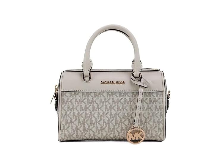 Michael Kors Extra Small Duffle Travel - Leather/Coated Canvas Cross Body Bag - Light Cream Multi