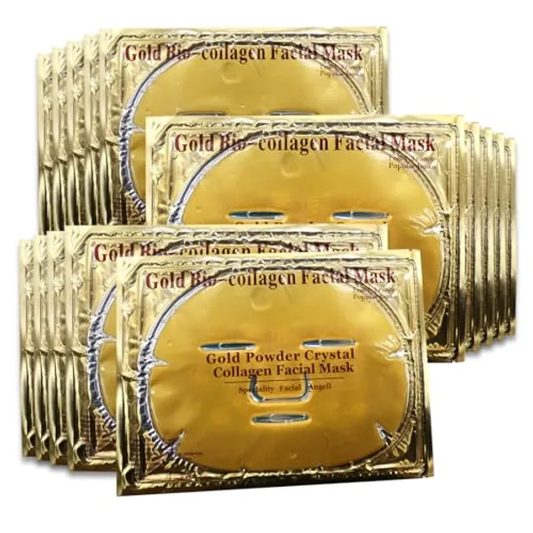 Jakuva 24k Gold Gel Collagen Facial Masks,Skin Care Premium Facial Sheet Patch for Moisturizing,Puffiness, Anti Wrinkle,Firm Skin & Hydrateing Your Beautiful Face (15PCS)
