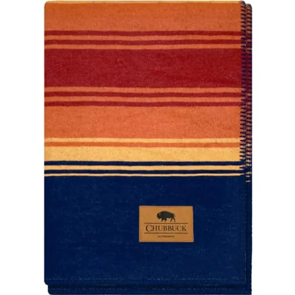 Chubbuck 100% Wool Blanket Camping (60" x 84") - Soft Wool Blanket Full for Winter - Large Warm Blanket for Camping - Pure Wool Blankets for Cold Weather - Wool Fire Retardant Blanket - Sunset