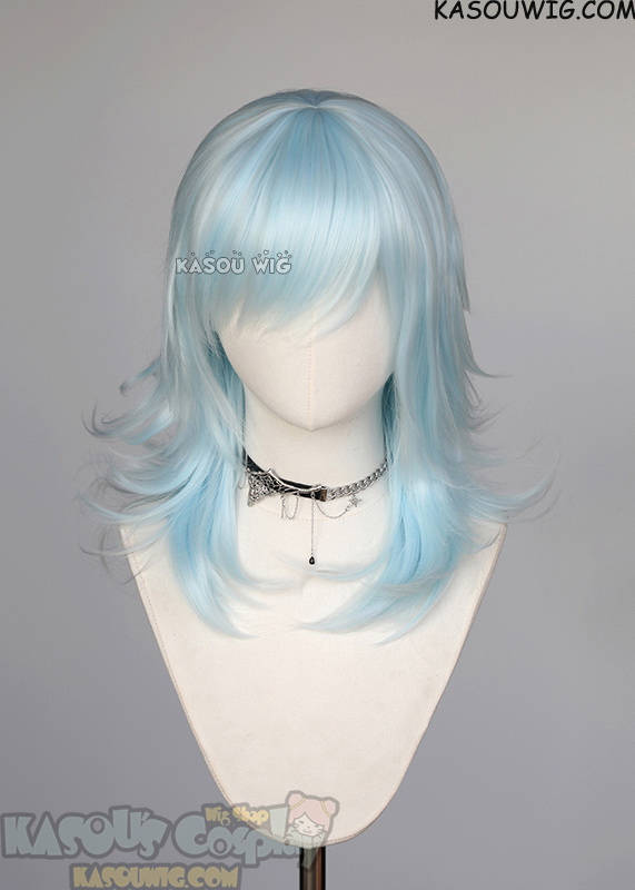 M-3 KA045 Light Cyan 52cm long layered choppy wig
