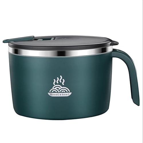 JUNMIN Edelstahl Instant Noodle Bowl Student Lunch Box isoliert Japanische Stil Geschirr Ramenschüssel mit Deckel (Kostenlose Geschirr) (Color : Blue, Size : 15.5x11cm) - 15.5x11cm - Blue