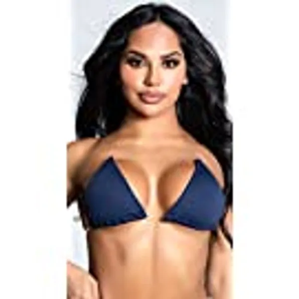Yandy Women Swimsuit Triangle Bikini Top with Adjustable Cups Clear Straps & Halter Tie Closure
