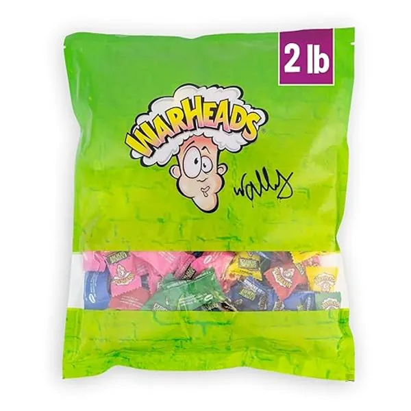 WARHEADS - Extreme Sour Hard Candy - Sour Apple, Black Cherry, Blue Raspberry, Lemon & Watermelon Flavors - 2 lb. Bulk Bag
