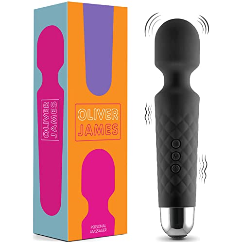 Oliver James Vibrator Wand, Adult Sex Toys - G Spot Vibrators, Clitoris Vibrator Stimulation, Dildo - Powerful, Water-Resistant, Wireless - 20 Vibration Modes & 8 Speeds, Sex Toy for Women (Black) - Black
