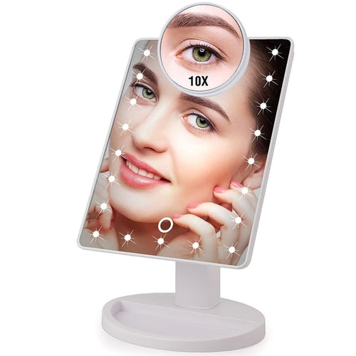 22 LED Lights Touch Screen Makeup Mirror - WHITE