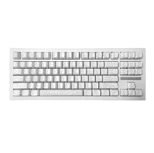 ZH870 80% Mechanical Keyboard,PBT Material Keycap | White Topographic / Sakura Switch (Creamy for a smooth sound)