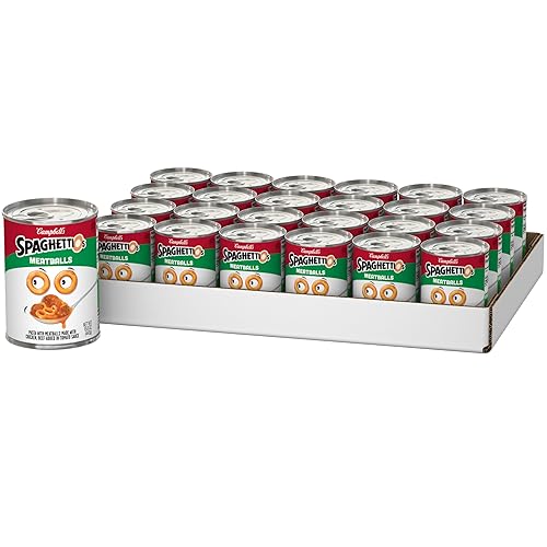 SpaghettiOs Canned Pasta with Meatballs, 15.6 oz Can (Pack of 24) - Meatballs - 15.6 Ounce (Pack of 24)