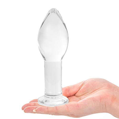 Epichao Huge Head Glass Butt Plug Crystal Anal Plug Bum Plug Bomb Plug Anal Trainer Anal Expander Training Sex Toy (M) - M