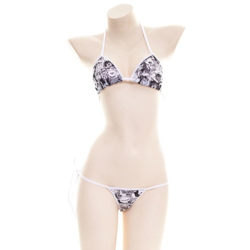 Ahegao Mini Bikini Lingerie | Black & White / S