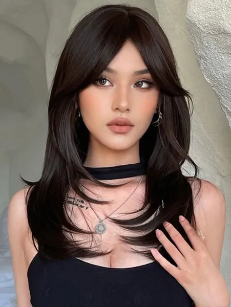 Medium Straight Synthetic Wig With Bangs