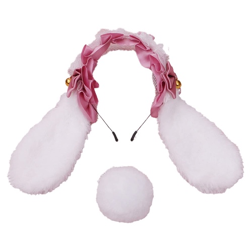 Faylay Cosplay Girl Plush Furry Bunny Ears Headwear Accessory Rabbit Headband / 5-bjh With Tail