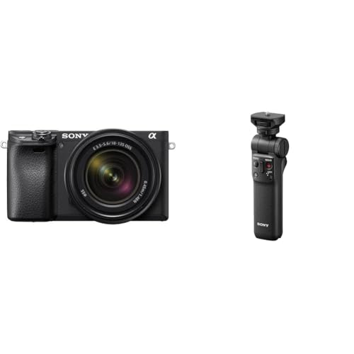 Sony Alpha 6400 | APS-C Spiegellose Kamera mit 18-135mm f/3.5-5.6 Zoom-Objektiv (Schneller 0,02s Autofokus, neigbares Display für Vlogging) + Bluetooth Handgriff - Kit inkl. Objektiv SEL18135 - Bundle mit Handgriff
