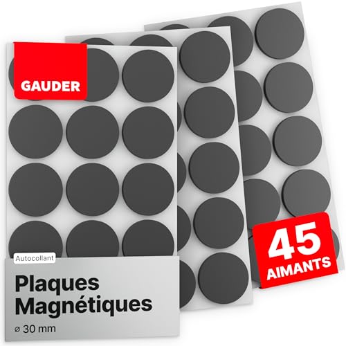 GAUDER Plaques magnétiques Autocollantes Grandes (⌀ 30 mm) | Aimants Autocollants | Plaques aimantées pour Photos & Plus - Pois (Extra Large)