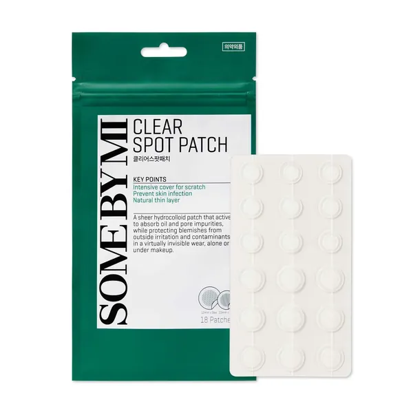 SOME BY MI 30 Days Miracle Clear Spot Patch | 18 Counts, 2 Size(10mm 9Counts, 12mm 9Counts) | Invisible Hydrocolloid Skin Trouble & Pimple Patch with No Irritation | Pack of 1