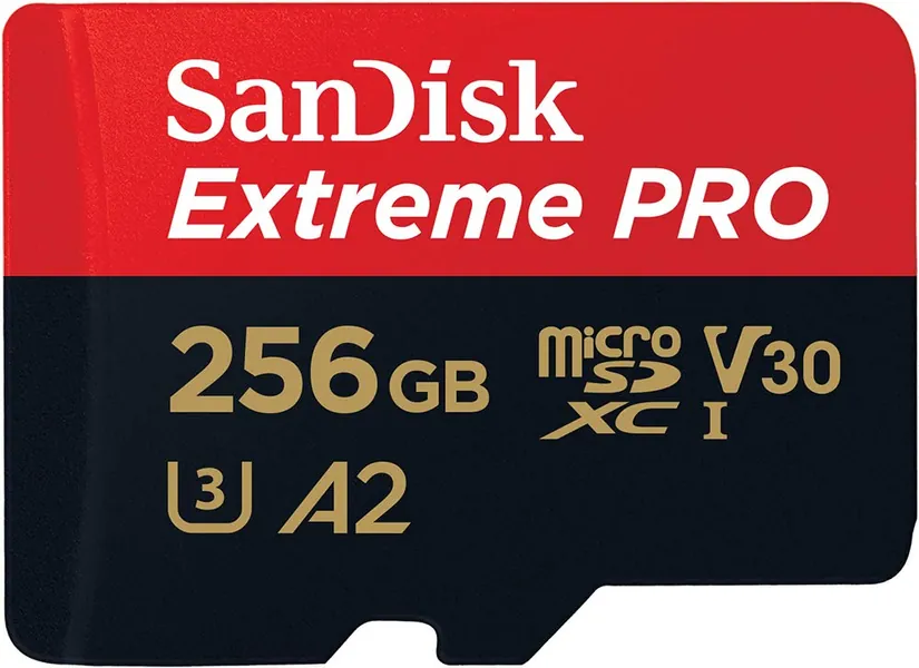 SanDisk 256GB Extreme Pro microSD UHS I Card for 4K Video on Smartphones, Action Cams & Drones 200MB/s Read, 140MB/s Write, SDSQXCD 256G GN6MA, Red/Black