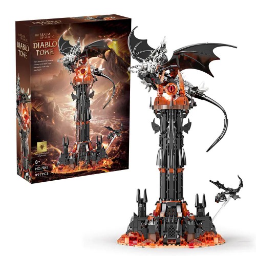 Yunigzmy Magical Lord of The Rings Dark Tower byggstenar set, 997 st Schloss Lord Model Building Block Kit, MOC Castle Lord Building Brick, kreativa leksaker, gåvor för vuxna och barn