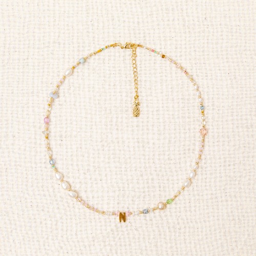 Multi Gold Initial Necklace | Initial Charm - C