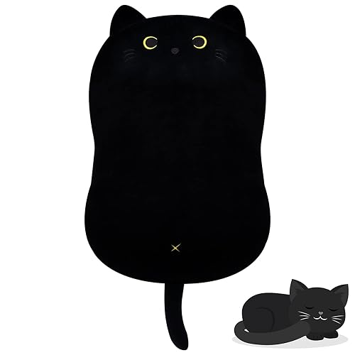 iBccly 8" Black Cat Plush Toy Black Cat Pillow,Soft Plush Doll Cat Plushie Cat Pillow,Stuffed Animal Soft Plush Pillow Baby Plush Toys Cat Shape Design Sofa Pillow Decoration Doll (Black 8 in) - 18in(black)