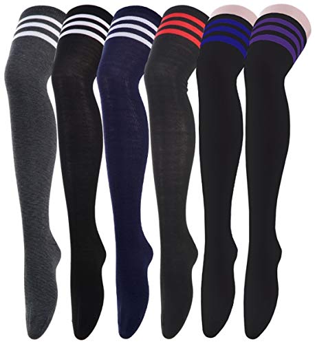 CISMARK Thigh High Striped Over the Knee Socks Long Knee High Socks for Women - One Size - 63gjw-5