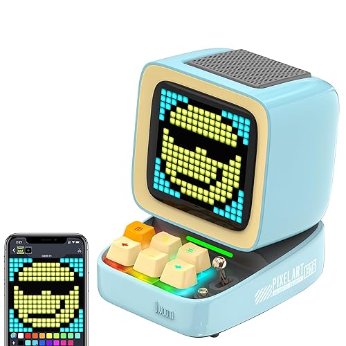 Divoom Ditoo Retro Pixel Art Game Bluetooth Speaker with 16X16 LED App Controlled Front Screen (Blue) … - Blue