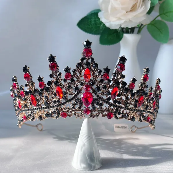 Black Crown Gothic Headdress gorgeous Queen Crown red crystal Vampire Headband Belly Dance Headpiece Pagan Headpiece Tribal Headdress Tiaras