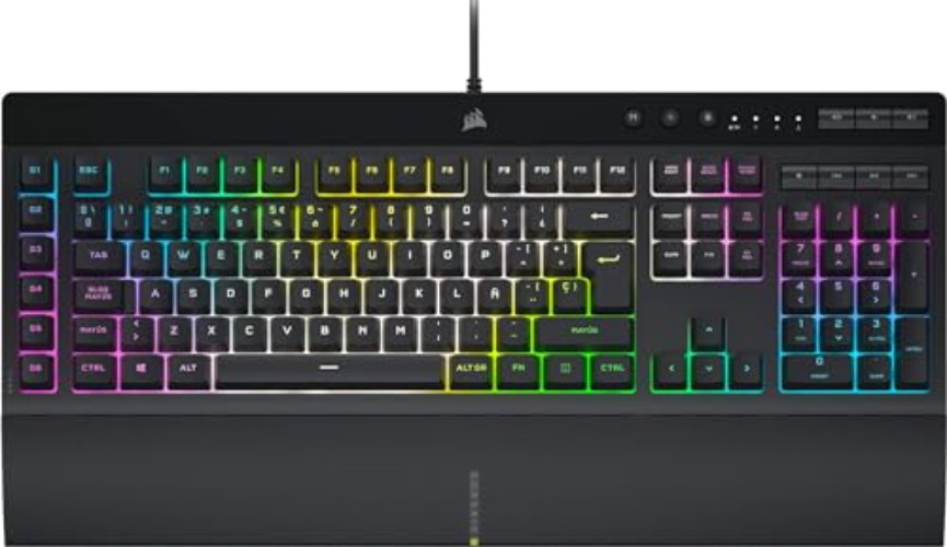 Corsair K55 RGB PRO XT - Dynamic Per-Key RGB Backlighting - Six Macro Keys with Elgato Stream Deck Software Integration - IP42 Dust and Spill-Resistant - QWERTY US Layout - Black - K55 RGB PRO XT