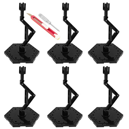 TWKUPWO Hobby Model Action Base Display Stand, Gundam Model Stand Action Figure Stand Compatible with MG RG HG Universal Models Stand (6sets Black) - 6 sets