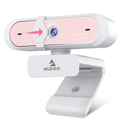 NexiGo N660P 1080P 60FPS Webcam with Software Control, Dual Microphone & Cover, Autofocus, HD USB Computer Web Camera, for OBS/Zoom/Skype/FaceTime/Teams/Twitch, Pink - 1080P 60FPS Webcam Pink