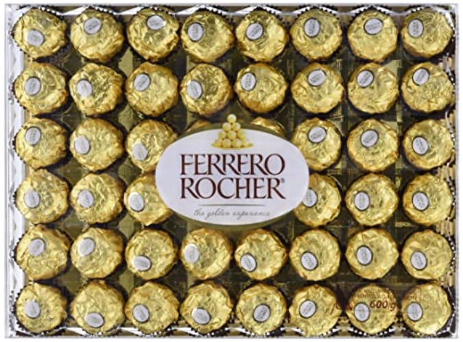 Ferrero Rocher Chocolate 48 Pieces Net Wt (600 Gram), 600 Grams - Hazelnut - 48 Count, 600 g (Pack of 1)