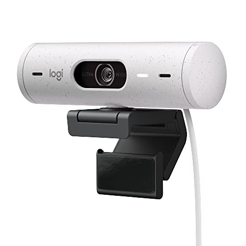 Logitech Brio 500 Full HD Webcam with Auto Light Correction,Show Mode, Dual Noise Reduction Mics, Webcam Privacy Cover, Works with Microsoft Teams, Google Meet, Zoom, USB-C Cable - Off White - Off-White - Webcam