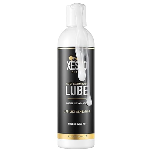 XESSO Water-based Creamy Lube, Unscented 245mL, Thick White Gel-like Slippery Glide, Hypoallergenic for Women, Men & Couples. Made in US & Discreet Package. Package May Vary - 245 ml (Pack of 1)
