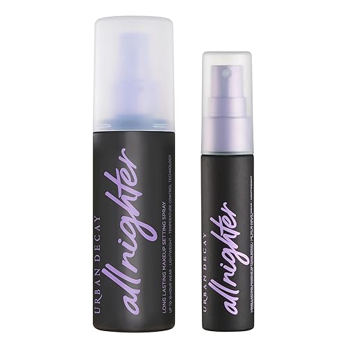Urban Decay All Nighter Makeup Setting Spray Duo - Full & Travel Size Waterproof Face Spray to Set Makeup for Up to 16HR - Lightweight & Longwear Formula for Smoother-Looking Skin (2 Count) - Full & Travel Size Duo